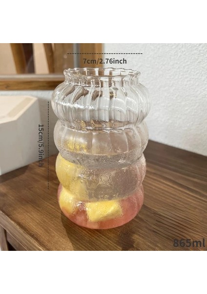 Şerit E-865ML 410-865ML 18OZ Cam Kahve Kupaları Süt Kupası Cam Isıya Dayanıklı Içme Bardakları Kahvaltı Fincan Su Bardağı Büyük Kapasiteli Tumbler (Yurt Dışından)