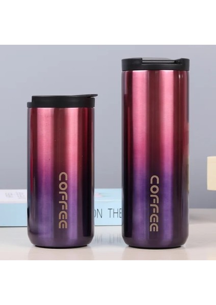 Gradyan Mor 300ML 350ML / 500ML 304 Paslanmaz Çelik Süt Çay Kahve Kupa Sızdırmaz Termos Kupa Seyahat Termal Bardak Termosmug Su Şişesi Hediyeler Için (Yurt Dışından)