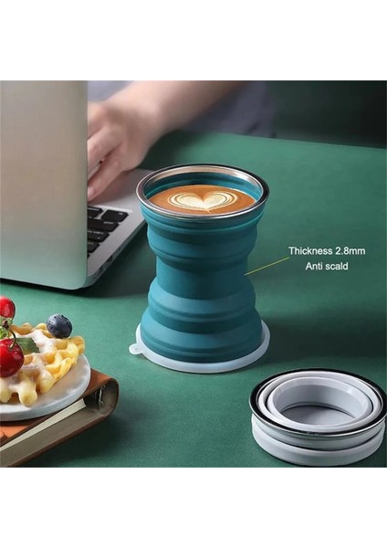 Mavi 320 ml Katlanır Silikon Taşınabilir Çay Bardağı Katlanabilir Yeniden Kullanılabilir Su Şişesi Kahve Fincanı Tur Kampı Teleskopik Spor Seyahat Çevre Dostu Kupalar (Yurt Dışından) modelleri