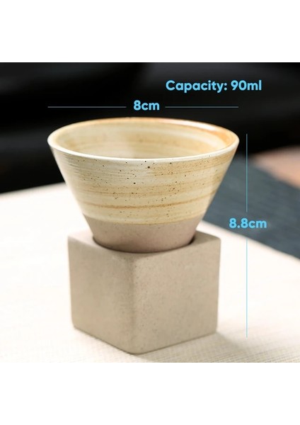 Bir 90 ml 1 Adet 90 ml Yaratıcı Retro Seramik Kahve Kupa Kaba Çömlek Çay Bardağı Japon Latte Çekme Çiçek Porselen Fincan Çömlek Kahve Fincanı (Yurt Dışından)