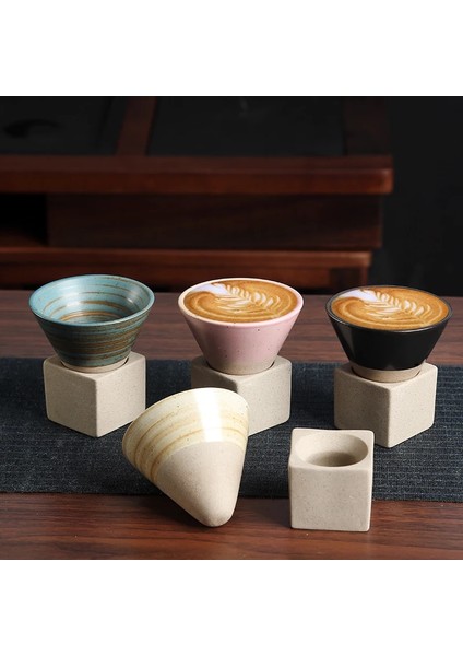 Bir 90 ml 1 Adet 90 ml Yaratıcı Retro Seramik Kahve Kupa Kaba Çömlek Çay Bardağı Japon Latte Çekme Çiçek Porselen Fincan Çömlek Kahve Fincanı (Yurt Dışından)