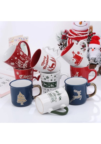 K Noel Seramik Saplı Kupalar El Yapımı Kahve Çay Süt Yulaf Ezmesi Kahvaltı Fincan Sevgililer Günü Noel Drinkware Hediyeler (Yurt Dışından) fiyatları