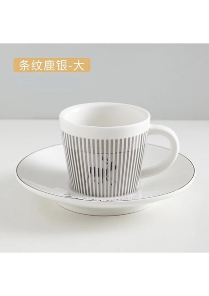 Geyik Gümüş 90 ml 90/230 cm Ins Ayna Yansıma Yaratıcı At Anamorfik Fincan Ayna Yansıma Fincan Sinek Kuşu Kupa Kahve Çay Seti Coaster ile (Yurt Dışından)