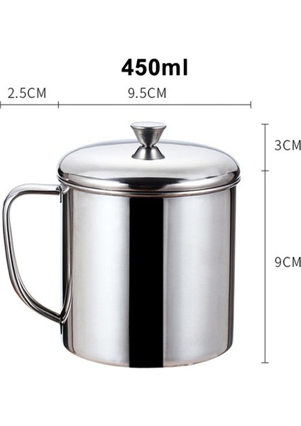9cm 450ML 200/350/450/600/850/1100ML Paslanmaz Çelik Su Süt Kahve Çay Bardağı Kamp Kupa Ev Seyahat Bardak Bira Çay Suyu Içme Bardağı (Yurt Dışından)