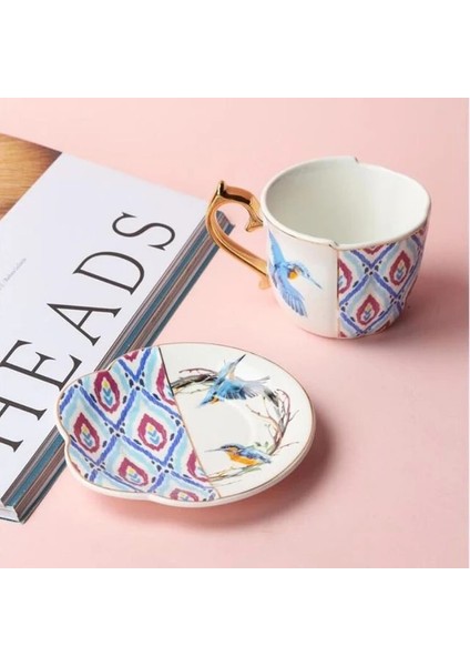 E Ingiliz Tarzı Lüks Kahve Fincan ve Tabak Seti Altın Handel Seramik Cappuccino Ikindi Çayı (Yurt Dışından)