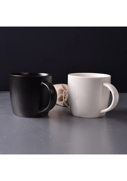 Beyaz 450 ml Seramik Kahve Fincanı Avrupa Tarzı Basit Düz Renk Fincan Kahvaltı Çay Fincanı Su Bardağı Ofis Fincan Kupa (Yurt Dışından)