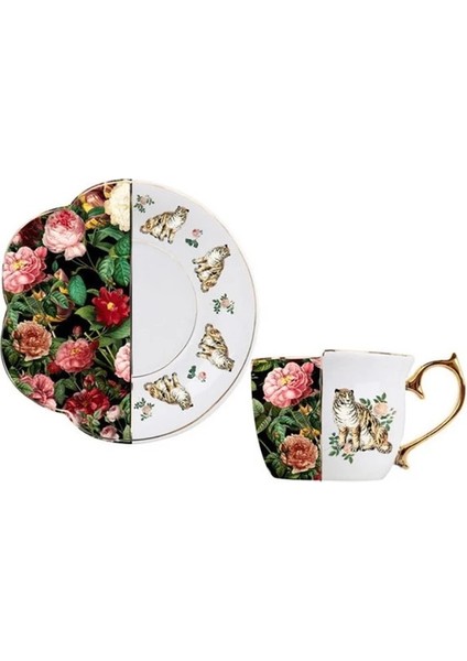 G Ingiliz Tarzı Lüks Kahve Fincanı ve Tabağı Seti Altın Saplı Seramik Cappuccino Ikindi Çayı (Yurt Dışından)