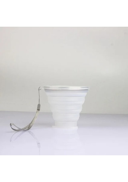 Beyaz Yenı 270 ml Silikon Katlanabilir Seyahat Tipi Kupa Açık Taşınabilir Katlanır Kamp Kapaklı Bardaklar Kordon Genişletilebilir Içme Copa (Yurt Dışından)