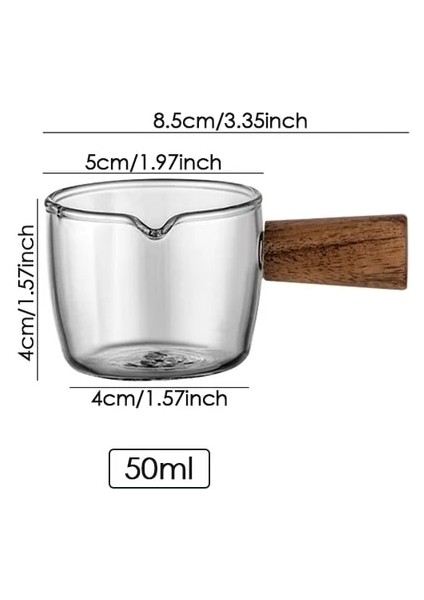50ML 50/75/100ML Ahşap Saplı Cam Espresso Ölçüm Kabı Çift/tek Ağızlı Süt Kahve Malzemeleri Mutfak Mini Ölçü Kahve Fincanları (Yurt Dışından)