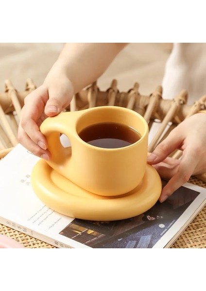 Stil 7 Yaklaşık 400 ml Seramik Kupa Tabağı ile Kahve Fincanları ve Tabakları Ev Ofis Çay Bardağı Kahve Fincanları Kore Kupa Seramik Tabak (Yurt Dışından)