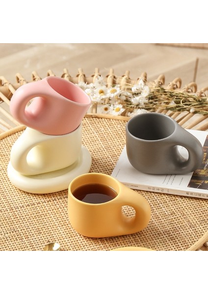 Stil 7 Yaklaşık 400 ml Seramik Kupa Tabağı ile Kahve Fincanları ve Tabakları Ev Ofis Çay Bardağı Kahve Fincanları Kore Kupa Seramik Tabak (Yurt Dışından)