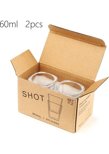 60ML-2PCS 60ML 60ML 2 Adet Ölçekli Çift Cam Kare Bardak Espresso Ons Fincan Mutfak Pişirme Ölçüm Fincan Çift Metre Ölçeği Kahve Aletleri (Yurt Dışından)