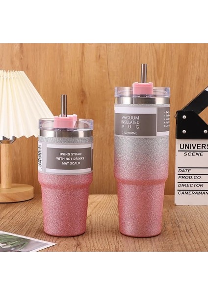 Gradyan 1 30OZ900ML 30OZ 20OZ Saman Kahve Yalıtım Kulplu Fincan Taşınabilir Araba Paslanmaz Çelik Su Şişesi Büyük Kapasiteli Seyahat Bira Kupa (Yurt Dışından)