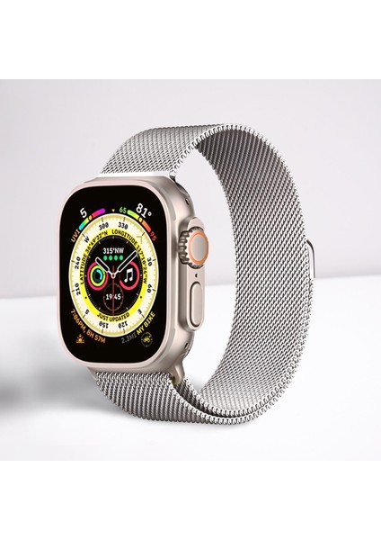 Akıllı Saat Watch için Uyumlu 42,44,45,49MM, 1/2/3/4/5/6/se/7/8/Ultra Metal Seri Kordon ve Kayışı Gümüş