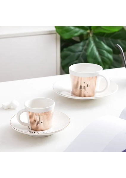 H2 230ML Ecomhunt Dropshipping Yaratıcı At Anamorfik Fincan Ayna Yansıma Fincan Sinek Kuşu Kupa Kahve Çay Seti Coaster ile Кружка (Yurt Dışından)