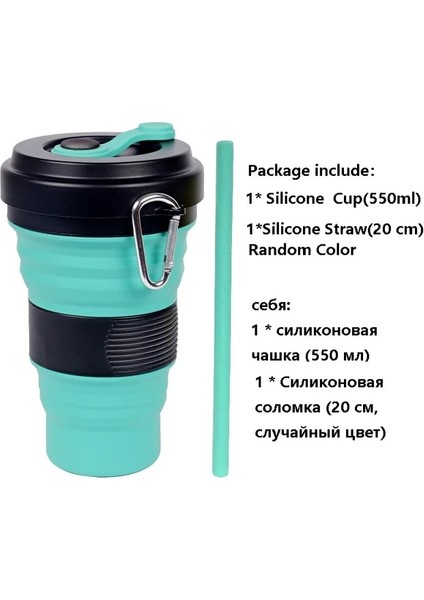 STYLE1BLACKMINT 450ML Katlanır Silikon Bardak Kupalar Katlanabilir Kahve Kamp Saman Kapaklı Bardak Spor Şişe Kancası Genişletilebilir Haşlanma Korumalı Yeniden Kullanılabilir (Yurt Dışından)