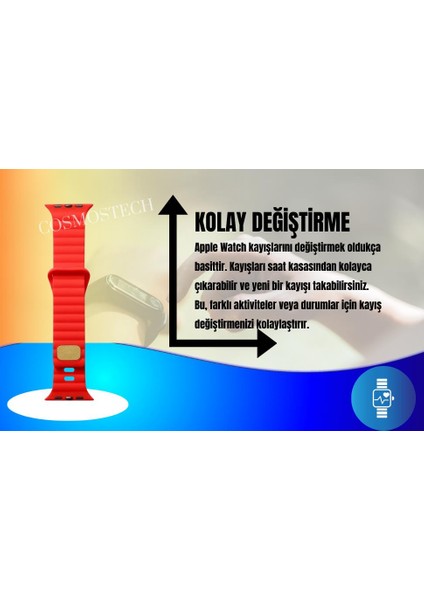 Akıllı Saat Watch için Uyumlu 42MM 44MM 45MM 49MM 1/2/3/4/5/6/se/7/8/ultra Silikon Kordon ve Kayışı Dalgalı Şerit Tasarım Kırmızı