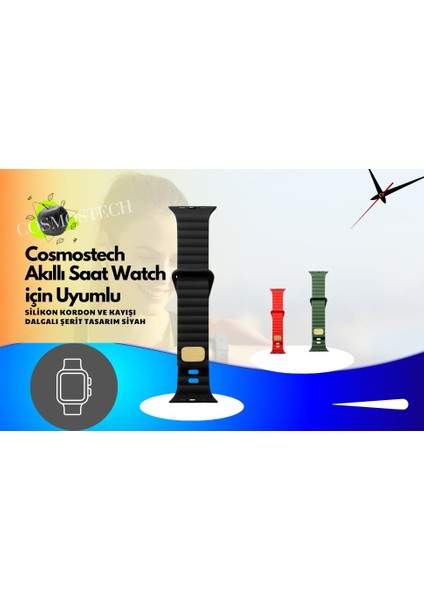 Akıllı Saat Watch için Uyumlu 42MM 44MM 45MM 49MM 1/2/3/4/5/6/se/7/8/ultra Silikon Kordon ve Kayışı Dalgalı Şerit Tasarım Kırmızı