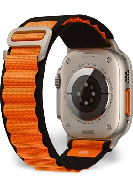 Akıllı Saat Watch için Uyumlu 42MM 44MM 45MM 49MM 1/2/3/4/5/6/se/7/8/ultra Çift Katman Kordon ve Kayışı Siyah(Turuncu)