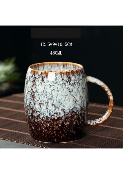 E 480 ml Yaratıcı Kupa Büyük Kapasiteli Seramik Bardak Çift Japon Tarzı Kahve Fincanı Ofis Süt Fincan Çay Fincanı Fırın Pişmiş Içme Kupa (Yurt Dışından)