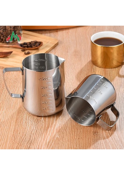 201 Terazili 1500ML Terazisiz Latte Art Bardak Terazili Latte Art Bardak, Paslanmaz Çelik Kahve Fincanı Ev Latte Art Aletleri Süt Köpürtme Bardağı 350ML (Yurt Dışından)