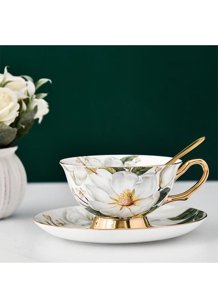 Stil I 200-400 ml Avrupa Asil Kahve Fincanı ve Tabağı Kaşık Seti Öğleden Sonra Çay Seti Zarif Siyah Çay Bardağı Seramik Kupa Ev Partisi Drinkware Hediye (Yurt Dışından)