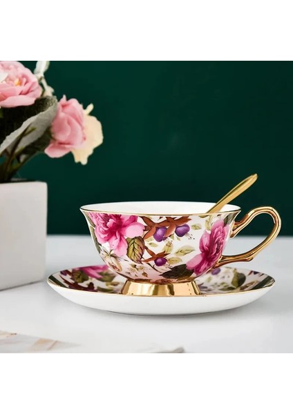 Stil I 200-400 ml Avrupa Asil Kahve Fincanı ve Tabağı Kaşık Seti Öğleden Sonra Çay Seti Zarif Siyah Çay Bardağı Seramik Kupa Ev Partisi Drinkware Hediye (Yurt Dışından)