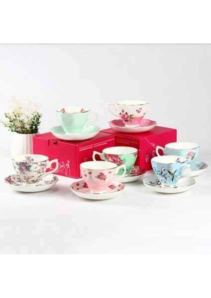 Stil H 200-400 ml 1 Pc Asil Kemik Çini Kahve Fincanı Seramik Öğleden Sonra Çay Fincanları ve Tabakları Set Yüksek Kaliteli Porselen Cafe Parti Drinkware Güzel Hediye (Yurt Dışından)