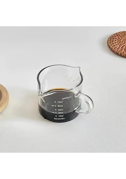 Cam Saplı Isıya Dayanıklı Cam Kahve Espresso Ölçüm Fincan Ahşap Saplı Süt Sürahisi Latte Mikser Cam Ölçekli Ölçü Kupalar Cezve (Yurt Dışından)