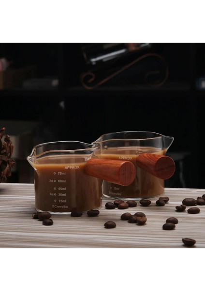Cam Saplı Isıya Dayanıklı Cam Kahve Espresso Ölçüm Fincan Ahşap Saplı Süt Sürahisi Latte Mikser Cam Ölçekli Ölçü Kupalar Cezve (Yurt Dışından) indirimleri