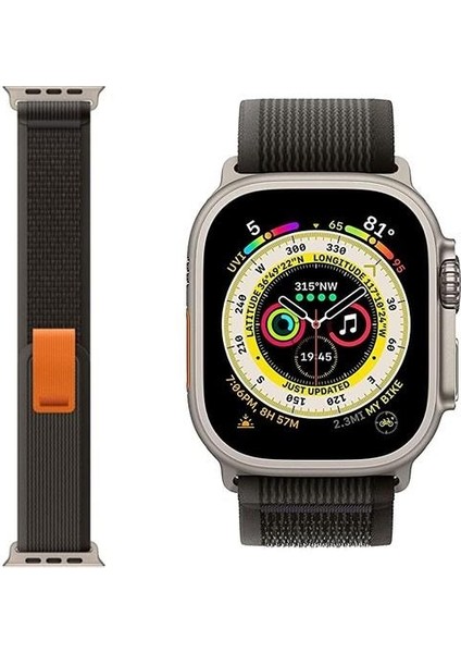 Akıllı Saat Watch için Uyumlu 42MM 44MM 45MM 49MM 1/2/3/4/5/6/se/7/8/ultra Hasır Kordon ve Kayışı Koyu Gri(Turuncu) fiyatları