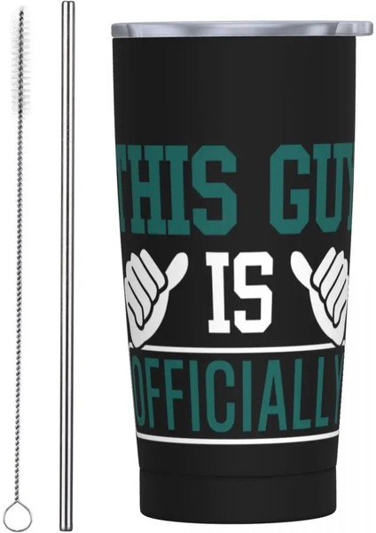 Gök Mavisi 400-600ML Bu Adam Resmi Olarak Taşınabilir Saplı Paslanmaz Çelik Termos Bardak Kahve Samanlı Bardak Su Şişesi Bira Kupa Taza (Yurt Dışından)