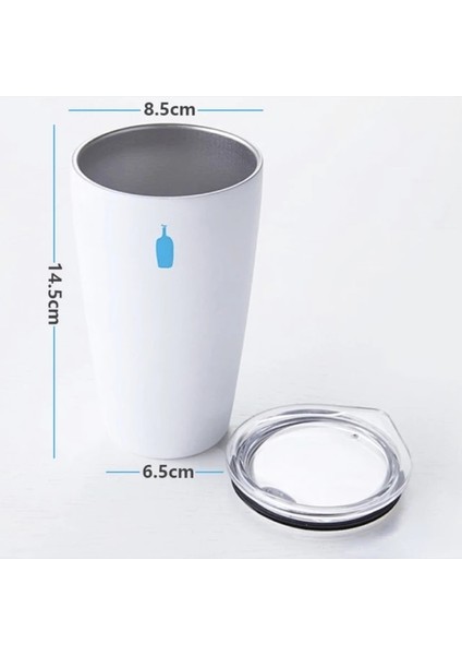 Beyaz 350ML Kahve Kupa Çift Bardak Kahve Fincanı Düz Içme Bardağı Paslanmaz Çelik Kahve Termos Bardak Ins Latte Bardak Su Şişesi (Yurt Dışından)