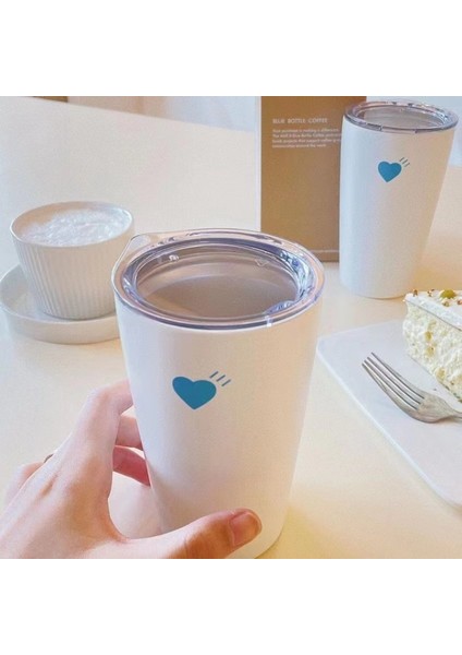 Beyaz 350ML Kahve Kupa Çift Bardak Kahve Fincanı Düz Içme Bardağı Paslanmaz Çelik Kahve Termos Bardak Ins Latte Bardak Su Şişesi (Yurt Dışından) indirimleri