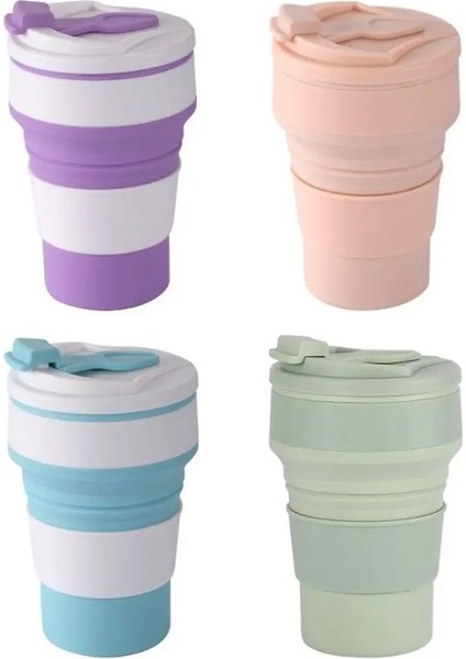 Pembe 500 ml Katlanabilir Kahve Fincanı 350/500 ml Silikon Katlanır Kamp Bardak Sızdırmaz Bpa Ücretsiz Taşınabilir Bardak Seyahat Kapaklı Kupa Yürüyüş Için (Yurt Dışından) fiyatları