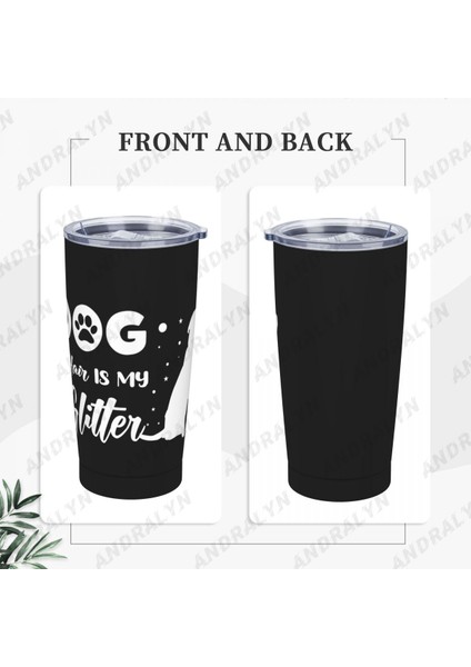 Sarı 400-600ML Köpek Saç Benim Glitter Köpek Paslanmaz Çelik Kahve Fincanı Termal Kupa Cafe Kaymaz Seyahat Araba Yalıtımlı Şişe (Yurt Dışından)