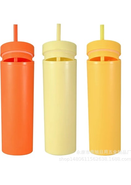 3 Hasır Kapaklar 460 Ml/16 Oz Plastik Saman Bardak Çift Katmanlı Su Şişeleri Kahve Fincanı Yeniden Kullanılabilir Sert Plastik Tumbler Kapaklı Drinkware Noel Hediyesi (Yurt Dışından)