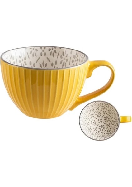 D Seramik Kahve Fincanı Kahvaltı Gevreği Sevimli Seramik Bardak Süt Ev Büyük Kapasiteli Yulaf Ezmesi Kupa Mutfak Drinkware Ev Dekor (Yurt Dışından)