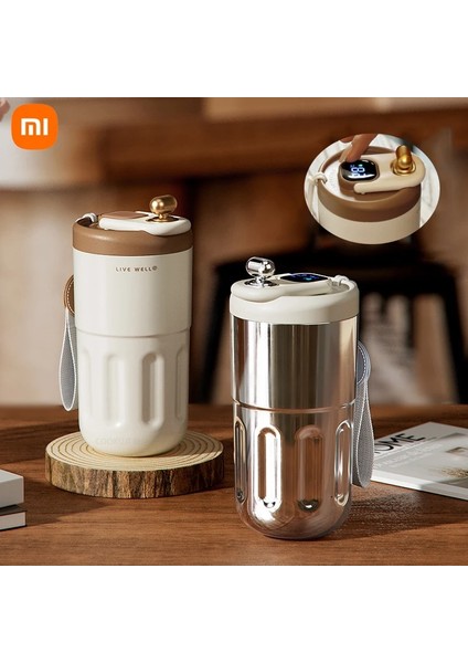Sıradan 401-500 ml Xiaomi Akıllı Kahve Fincanı Bayanlar Refakatçi Fincan Yaz Soğutmalı Taşınabilir Paslanmaz Çelik Su Bardağı Sıcaklık Göstergesi ile (Yurt Dışından) fiyatları