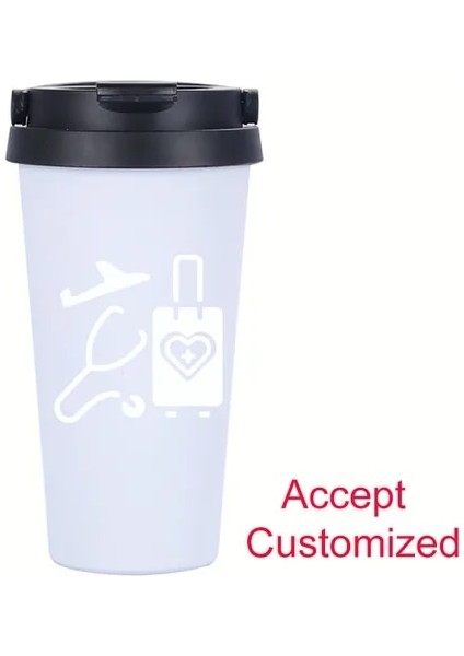 Beyaz Logonuzu Ekleyin Hemşire Paslanmaz Çelik Seyahat Kupa, Sıcak ve Soğuk Su Için Vakumlu Paslanmaz Çelik Çift Duvarlı Yeniden Kullanılabilir Bardak Kahve ve Çay (Yurt Dışından)