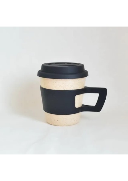 Açık Gri 300ML Kahve Kupaları 300ML Bambu Elyaf Kahve Bantlı Fincan, Biyobozunur Içecek Bardağı Bebek Yemek Takımı Kahve Fincanları, Silikon Kapaklı El Bardağı (Yurt Dışından)