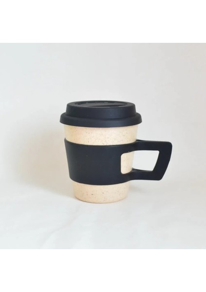 Açık Gri 300ML Kahve Kupaları 300ML Bambu Elyaf Kahve Bantlı Fincan, Biyobozunur Içecek Bardağı Bebek Yemek Takımı Kahve Fincanları, Silikon Kapaklı El Bardağı (Yurt Dışından)