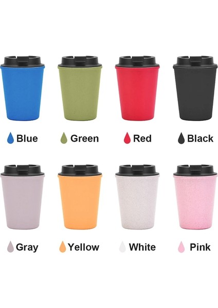 Pembe 350 Mleçevre Dostu Kahve Çay Bardağı Buğday Samanı Seyahat Su Içecek Kupa Silikon Kapaklı Içme Kupaları Kahve Fincanı Kullanışlı Bardak (Yurt Dışından)