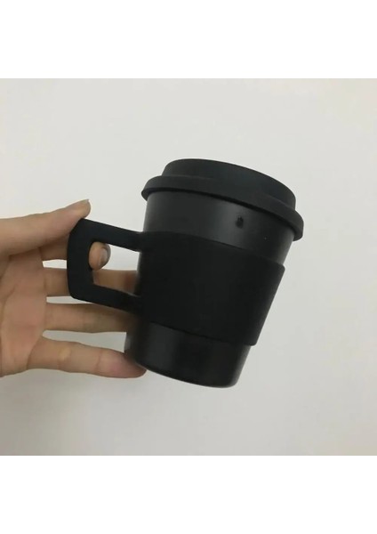 Açık Gri 300ML Kahve Kupaları 300ML Bambu Elyaf Kahve Bantlı Fincan, Biyobozunur Içecek Bardağı Bebek Yemek Takımı Kahve Fincanları, Silikon Kapaklı El Bardağı (Yurt Dışından)