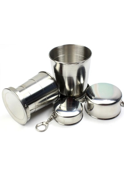 250ML 75ML/150ML/250ML Paslanmaz Çelik Katlanır Bardak Taşınabilir Açık Seyahat Kamp Teleskopik Bardak Anahtarlık Su Kahve Handcup (Yurt Dışından) fiyatları
