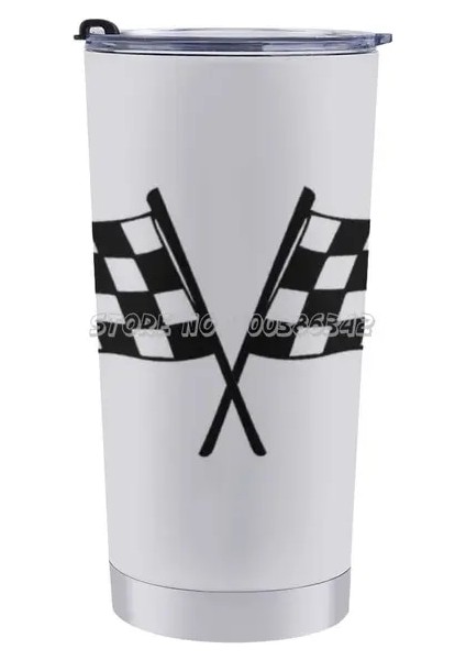 20 Oz Damalı Siyah Beyaz Yarış Bayrakları 20 Oz Araba Kupası Seyahat Kahve Kupa Paslanmaz Çelik Bardak Araba Taşınabilir Termal Siyah ve Beyaz (Yurt Dışından)