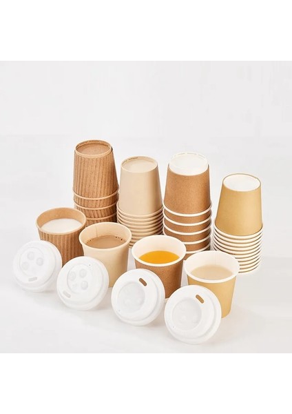 100 Adet 4 Oz Kraft Kağıt Tek Kullanımlık Sıcak Bardak Yalıtımlı Dalgalanma Kollu Kahve Fincanları Çikolata, Çay ve Kakao Gitmek Için Kapaklı (Yurt Dışından) fiyatları