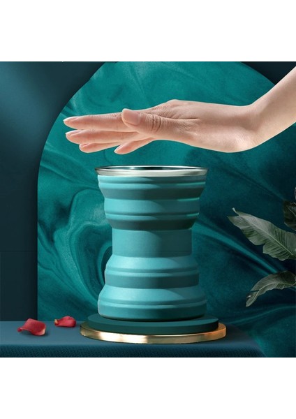 01GRAY 320ML Yaratıcı Kökeni Kupası Taşınabilir Silikon Katlanır Kapaklı Bardak Seyahat Yıkama Ağız Bardak Açık Kamp Için Isıya Dayanıklı Su Kahve Fincanı (Yurt Dışından)