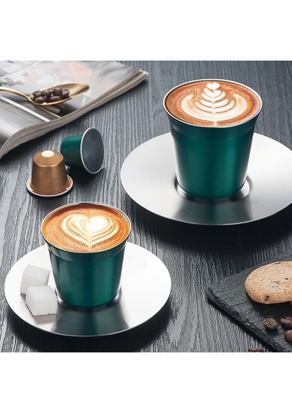 Yeşil 160 ml Çift Duvar Yalıtımlı Paslanmaz Çelik Espresso Bardağı Kapsül Kahve Kupa Metal Içme Demitasse Bardak Ev Için Kapalı Veya Açık (Yurt Dışından) indirimleri