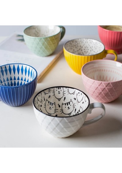 G Seramik Kahve Fincanı Kahvaltı Gevreği Sevimli Seramik Bardak Süt Ev Büyük Kapasiteli Yulaf Ezmesi Kupa Mutfak Drinkware Ev Dekor (Yurt Dışından)
